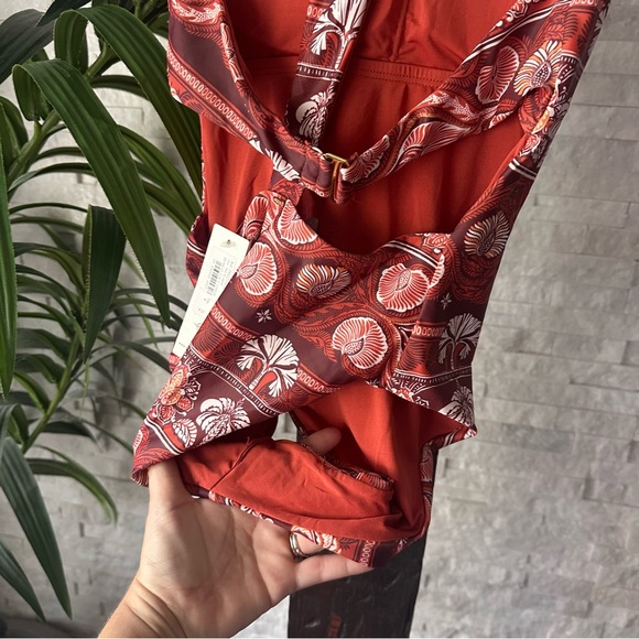 PHAX “Entero Ancestra” One Piece Boho Rust Orange Swimsuit NWT Size Small - Picture 7 of 11